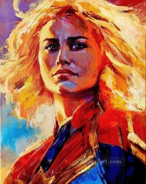 Texturizado Painting - Capitán Marvel superwoman héroe americano texturizado